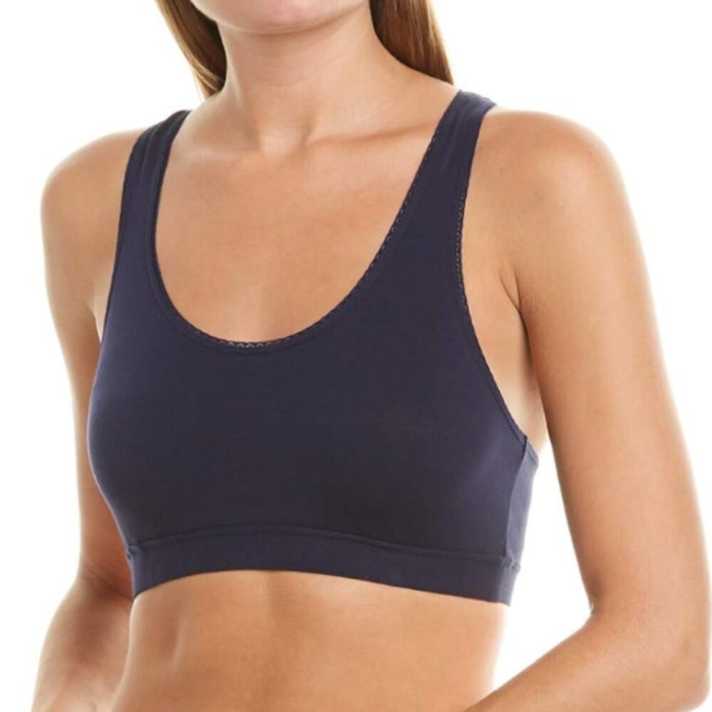 Eberjey Pima Goddess Everyday Tank Bralette Small Navy Blue‎